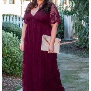 Burgundy Lace Maxi Dress